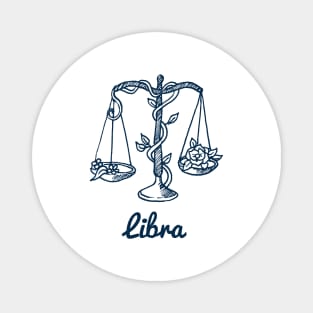 Libra Zodiac Horoscope with weighing device with Flower Sign and Name Magnet